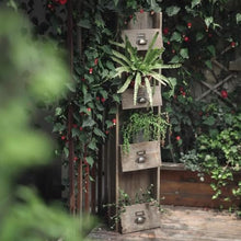 IBONSON Multi Tiered Plant Stand Indoor Courtyard Balcony Four-Grid Wooden Wall Flower Stand Garden Decoration Gardening Tool Storage Rack Corner Outdoor Plant Stand