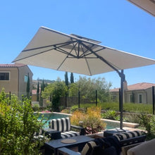 9' x 12' Rectangular Double Top Cantilever Umbrella With Base,Pebble Grey