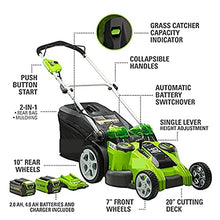 AMYYTL Electric Lawn Mower 40V 20-Inch Cordless Push Lawn Mower, 4.0Ah + 2.0Ah Battery and Charger Included Noise-Free and Low Maintenance