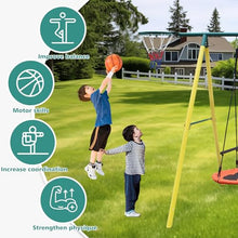 HaoKang 6-in-1 Metal Swing Set with Saucer, Belt, Glider, Net & Hoop Green