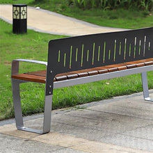 GRFIT Outdoor Bench Stainless Steel Bench for Outdoor Garden, Wooden Chair Surface, for Balcony, Terrace, Leisure, Back for Sitting Garden Bench (Small)