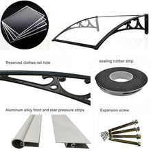 Outdoor Polycarbonate Cover,Window Door Awning Canopy, Patio Awning Canopy Window Door Cover for UV Rain Snow Sunlight Protection, Transparent & Black Bracket,100×350cm/39×137.8in