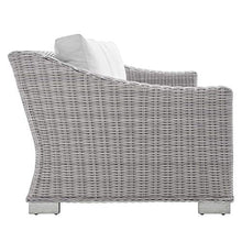 Modway Conway Sunbrella Outdoor Patio Wicker Rattan Furniture Set Light Gray White