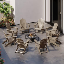 WestinTrends Highland Outdoor Patio HDPE Adirondack Chairs with Cup Holders (Set of 8), Weathered Wood