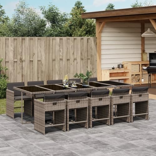 AMBERARD Patio Dining Set Set of 10 Grey Furniture Set