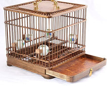 SDVantage Bird Cages Wooden Birdcages Vintage Square Bird Cage Simple Bird Carriers Portable Bird House Carrier Home Outdoor Bird House Easy to Carry,Bronze Small