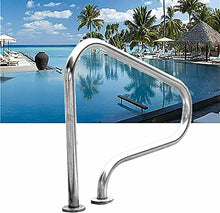 WUHUQN Swimming Pool Hand Rail 440lbs Load Capacity Handle for Ground Swimming Pool 304 Stainless Steel Stair Pool Hand Rail, Silver