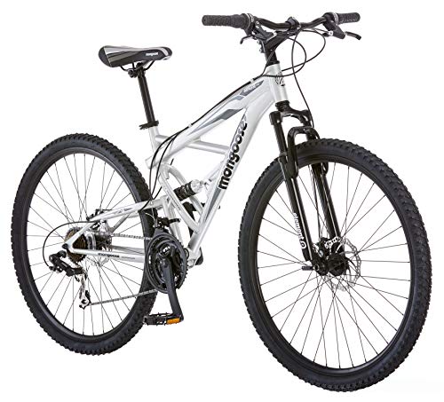Mongoose Impasse Full Suspension Mountain Bike 18-Inch Aluminum Frame 29-Inch Wheels Silver