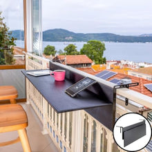 Balcony Bar Table for Railings, Outdoor Folding Deck Rail Table for Patio, Balcony Hanging Desk for Many Railings Compatible, Wooden Bar Serving Table for Porch (Black, 2XL: 59 x 11.8 inches)