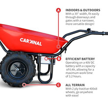 Electric Utility Cart 40V Battery-Powered Wheelbarrow 570-lb. Bucket Capacity
