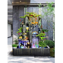 FURUIM2024M Garden Water Fountain Creative Rockery Fountain Flowing Entrance Courtyard Balcony Hotel Living Room Landscape Decoration with Fish Tank Outdoor Freestanding Fountains