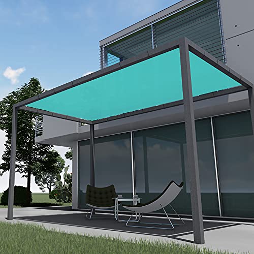 E&K 12'x30' Waterproof Sun Shade Sail Straight Edge Rectangle Canopy Shade Cover with Grommets UV Block for Pergola Backyard Garden Patio Deck Outdoor (Turquoise)
