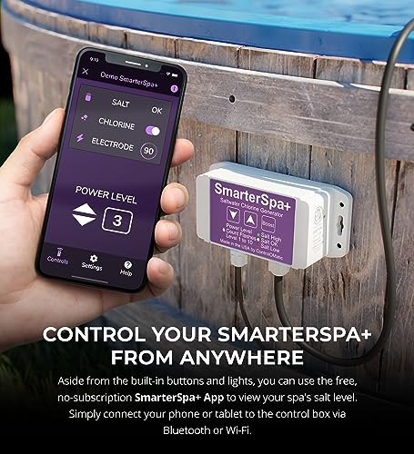 ControlOMatic Saltwater Chlorine Generator with Automatic Chlorine Detection and Mobile App for Spas Up to 2000 Gallons