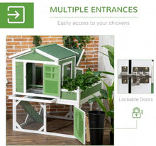 49" Small Chicken Coop with Outdoor Run, Covered Hen House with Nesting Box, Ramp & Removable Tray, Green, for 2–4 Birds