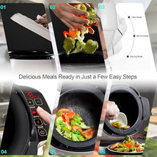 Jiayiyoux Automatic Cooking Machine 360° Rotatable Stir Fry Machine Multifunctional Stir Fry Pot for Home Outdoor Camping Travel Cooking, Easy to Clean,110 1000W