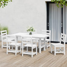Costaelm Outdoor Patio Table, Outdoor Dining Table for 6, Weather Resistant Rectangle Patio Table with Umbrella Hole for Outside, Garden, Poolside, Porch, White
