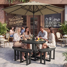 YITAHOME 38" Round Metal Picnic Table with Umbrella Hole