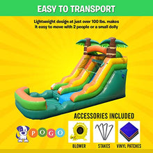 Pogo Bounce House 12FT Inflatable Water Slide with Blower, Tropical Jungle