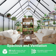 Greenhouse 8x16 Aluminum-Framed Heavy Duty Polycarbonate with Quick Setup Structure and Roof Vent Large Enhanced Outdoors Green House Kit