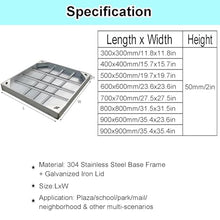 LWJQRSP Stainless Steel Square Invisible Gully Cover with Built-in Base for Outdoor Garden Patio Decorative Septic Pit Lid (500 x 500 mm)