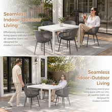 Trygoal 5-Piece Indoor/Outdoor Bistro Set, Weatherproof Patio Furniture Set with Rectangular Slatted Table & 4 Mesh Chairs, Modern Lounge Chairs with Non-Slip Feet for Balcony, Backyard, Warm Grey