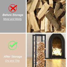 ELUKHT Outdoor Fireplace Log Rack, Metal Frame, Firewood Storage Holder, for Fireplace, Firepit, Tall Wrought Iron Wood Rack