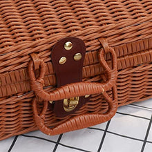 Picnic Baskets Woven Storage Basket Portable Storage Box with Handle Boxes Flower Snack Handbag Outdoor Picnic Baskets ，One Color-Black