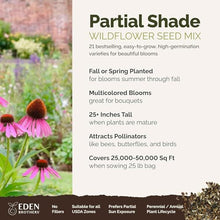 Eden Brothers Partial Shade Wildflower Mixed Seeds for Planting, 25 lb, 12,000,000+ Seeds with Sweet William, Foxglove | Attracts Pollinators, Plant in Spring or Fall, Zones 3, 4, 5, 6, 7, 8, 9, 10