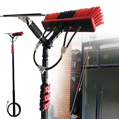 Ultralight 24FT Window Cleaning Pole with Water Fed Telescopic Brush for Conservatory Roof Photovoltaic and Solar Panels Extendable and Efficient