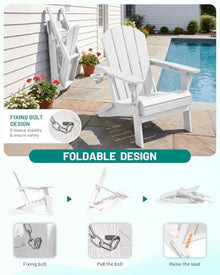PLUUV Adirondack Chair Set of 6, Fire Pit Chairs with Cup Holder, White