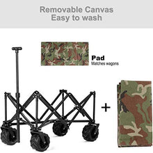 Collapsible Wagon Cart, 4 Wheel Folding Utility Garden Lawn Outdoor Camping Cart Heavy Duty Steel Frame Utility Trolley with Push Bar (B) (B)