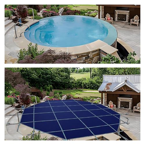 MZZKFC Heavy Duty Mesh Pool Cover for In-Ground Swimming Pools, Winter Pool Protector for Wooden Deck & Concrete Floor, 3 4 5 6 7 8 9 10 14 17 20 24 27 34 35 FT(Concrete Floor,9.9m-32 1/2')