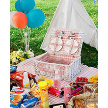 Storage Basket,Picnic Set Handmade Wicker for 4 Person with 23 Piece Service Gift Willow Hamper Cutlery for Camping,Outdoor,Valentine Day,Chirtmas,Thanks Giving,Birthday