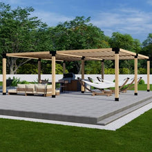DIY Freestanding Pergola Bracket Kit with Slatted Roof - 6x6 Posts + 2x6 Rafters - Build Up to 24' x 24' - Steel Hardware Only