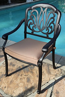 GrandPatioFurniture.com CBM Patio Elisabeth Cast Aluminum 9 Piece Dining Set with 8 Arm Chairs Black Brown