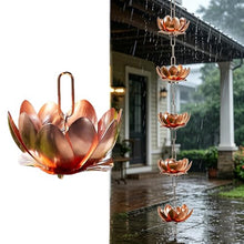 WDJBPSH Retro Copper Rainwater Diverter, 16 13 11 9 6 5 ft Long Decorative Eaves rain Chain for Outdoor Garden Gutter Downspout, Lotus Shape(Style B,3m/9.8ft)