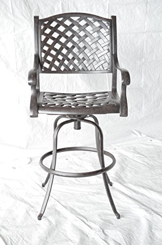 Patio Land Outdoor Living Nassau Outdoor Patio Swivel Barstools 30" High Dark Bronze
