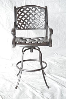 Nassau Outdoor Patio Swivel Barstools 30" High Cast Aluminum Dark Bronze (8, 30" with Walnut Cushions)