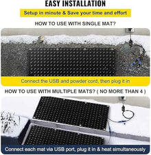 ZRUTIMI Heating Snow melt mat, Non-Slip Rubber Snow and ice Heating mat, Suitable for Outdoor stairways, Steps, Sidewalks, garages, Decks in Winter(5Pcs,10x30in/(25.4x76.2cm))