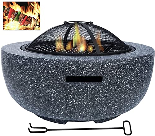 Backyard Patio Garden Fireplace Grill Bowl Fire Pit Table Outdoor Heaters & Fire Pits with Grill Grate for Heating/Fire Bowls Garden/Beach/Patio