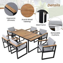 Outdoor Patio Sofa Set 4-Piece with Cushions, Woven Rope Design Seating, Acacia Wood & Steel Frame, Water-Resistant Fabric, 3-Seat Couch, Chairs & Dual-Layer Coffee Table for Garden Balcony, Grey
