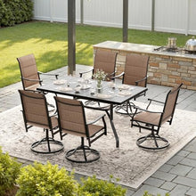 Soohow Swivel Outdoor Dining Chairs Set of 8, Patio Swivel Dining Chair with Textilene Fabric, Outdoor Metal Armchair All Weather Resistant, Ergonomic Comfort, Perfect for Patio, Backyard, Balcony