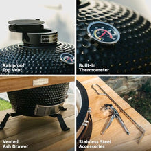 Ash & Ember 18" Kamado Grill with Table Nest Stand & Grade A Teak Table