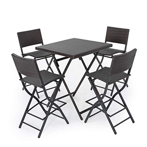 Christopher Knight Home Margarita Outdoor Wicker Bar Set, 5-Pcs Set, Multibrown