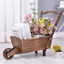 ZOCWJK Wooden Flower Display Stand Small Cart Plant Pot Holder for Desktop Balcony Antiseptic Solid Wood Construction,