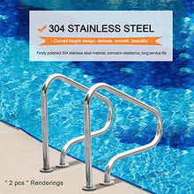 Pool Handrail, 31.5" X 31.5" Swimming Pool Stair Railing, 304 Stainless Steel Pool Hand Rail Rated 375lbs Load Capacity, Outdoor Indoor Pool Grab Bars