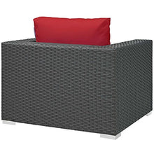 Modway EEI-1850-CHC-RED Sojourn Wicker Rattan Outdoor Patio Sunbrella Fabric, Armchair, Canvas Red