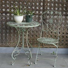 FENOKD Folding Side Table Distressed Outdoor Table Chairs Set Foldable Coffee Table Outdoor Garden Table Small Round Patio Table - Green (one Chair)