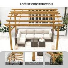Outsunny 10' x 12' Outdoor Pergola with Arched Roof Wood Gazebo Dark Brown