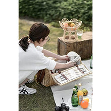 Storage Baskets,Large Rattan Crossbody Picnic Basket Handmade Wicker Weave Camping Trip Lunch Baskets Food Storage Cylindrical Basket Outing
